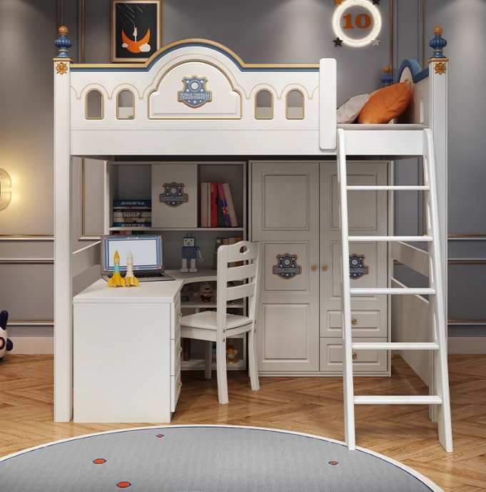 Bunk Bed With Stairs And Slide - Kasteelbedden van hout voor kinderen, met