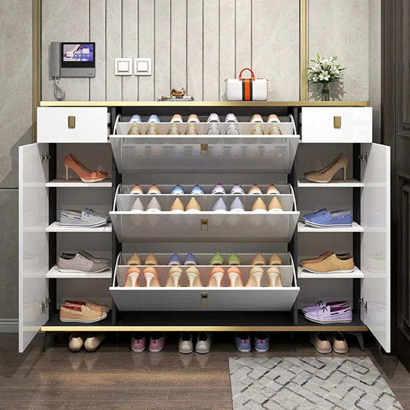 Shoe Rack Cabinet Narrow Entryway - Ultradunne smalle schoenenkasten Meerlaagse universiteitsopslag bevatten