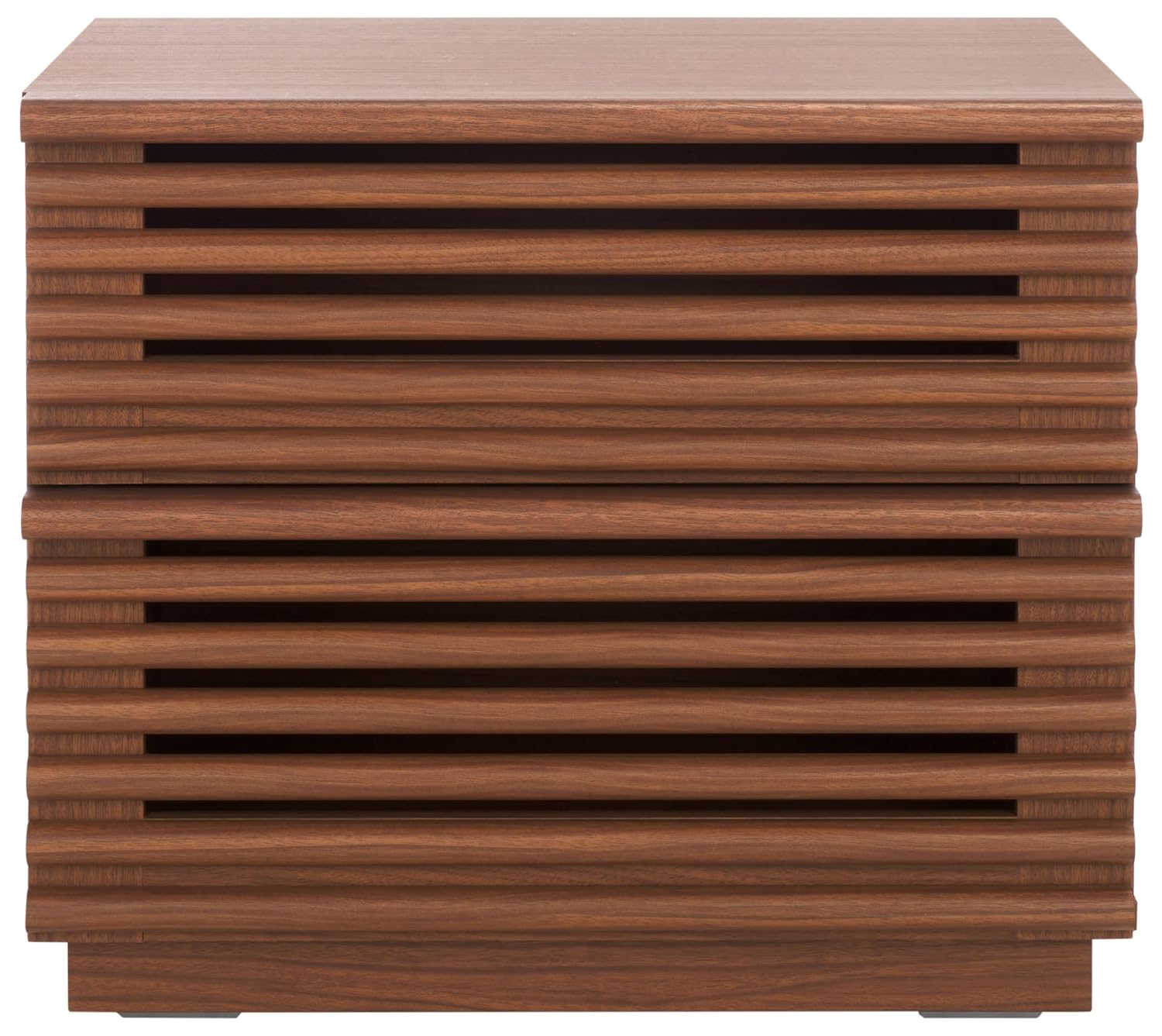 Solid Wood Nightstand 2 Drawers - Averi donker walnoothouten nachtkastje met 2