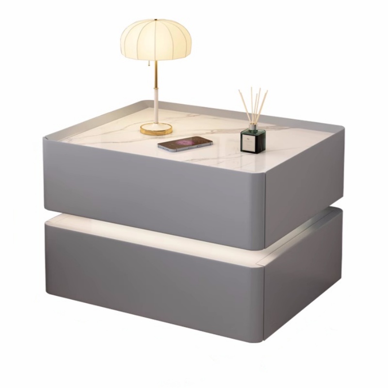 Solid Wood Nightstand 2 Drawers - Massief houten slim nachtkastje Moderne stijl