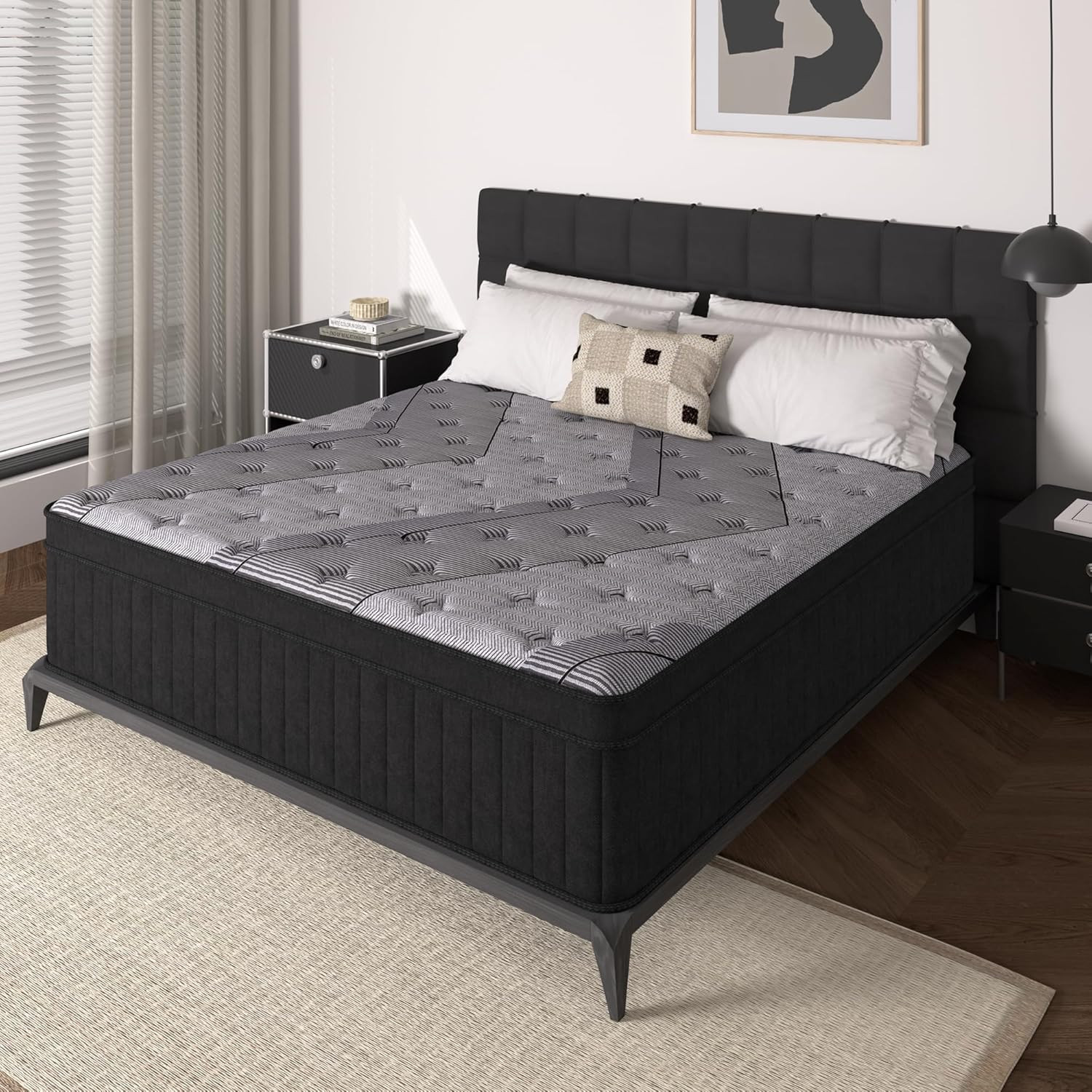 Memory Foam Mattress In A Box Queen - Queensize matras, 12 inch hybride matras