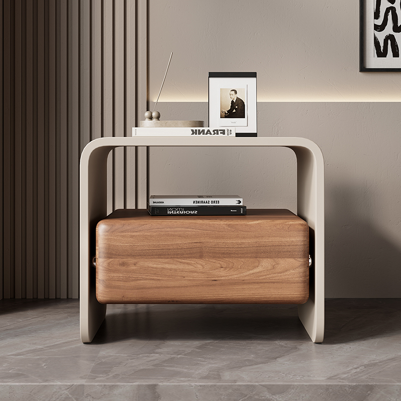 Solid Wood Nightstand 2 Drawers - Luxe massief houten draaibare nachtkastjes, meubels