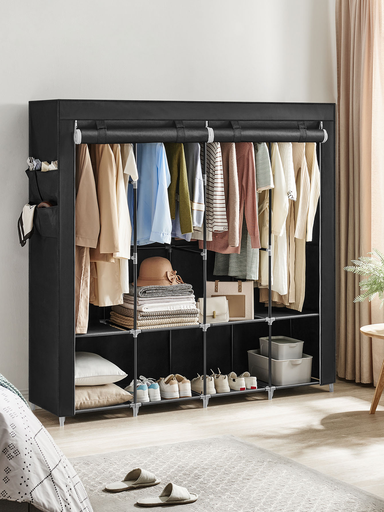 Wardrobe Closet Portable Fabric Cover - Draagbare kledingkast, kledingopbergkast met afdekhoes, 4
