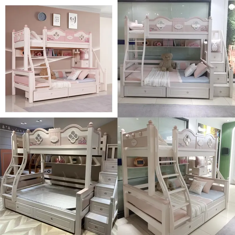 Bunk Bed With Stairs And Slide - Modern luxe prinsessen stapelbed met glijbaan