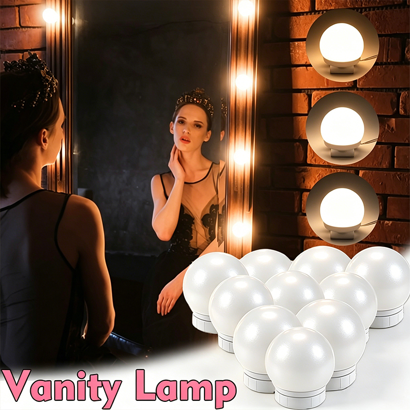Dressing Table Vanity With Lighted Mirror - 10 LED-spiegellampjes set, dimbare Hollywood make-up