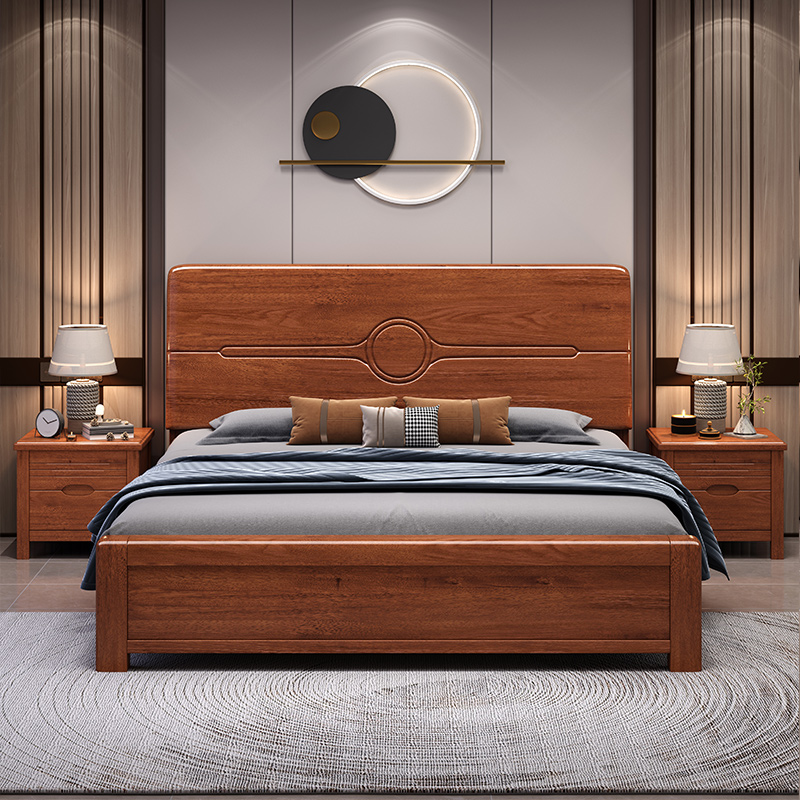 Gas Lift Storage Bed Hydraulic - @￥Walnoot massief houten bed Eenvoudig dubbel