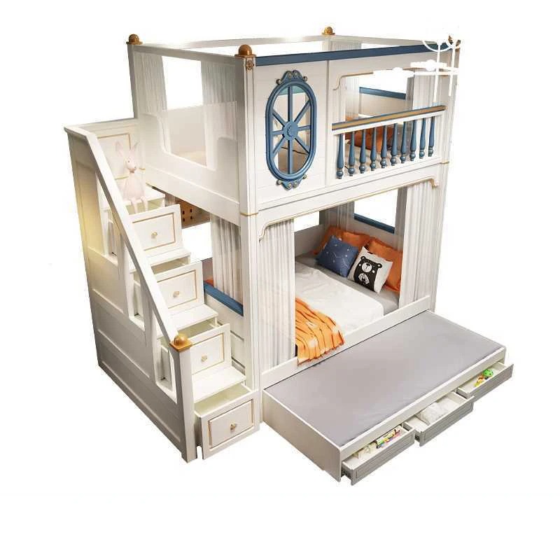 Bunk Bed With Stairs And Slide - -Voor luxe kinderslaapkamermeubilair stapelbedden met glijbaan