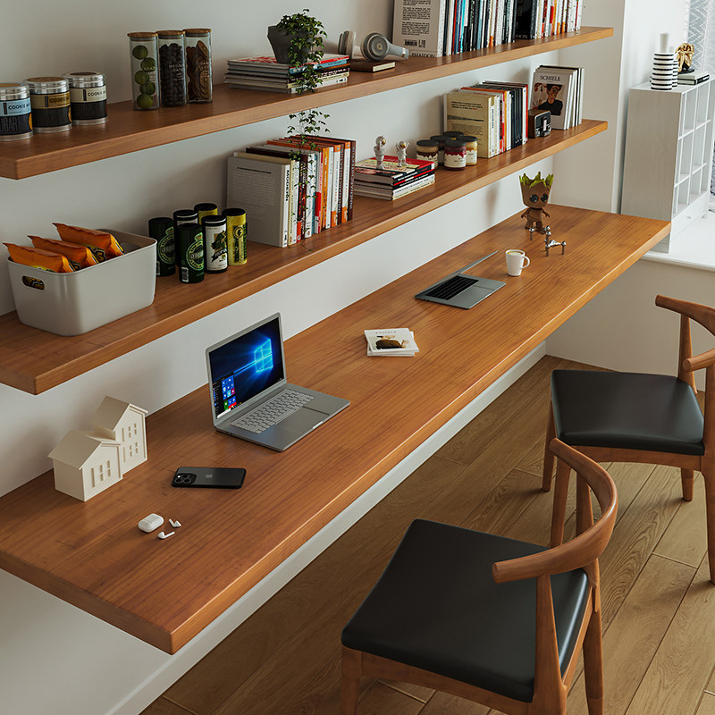 Bedroom Furniture - Noordse massief houten bureau met boekenplank