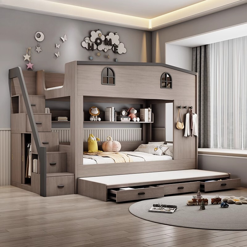 Bunk Bed With Stairs And Slide - Nordic Dubbeldekker Kinderbedden Houten Veiligheid Loft