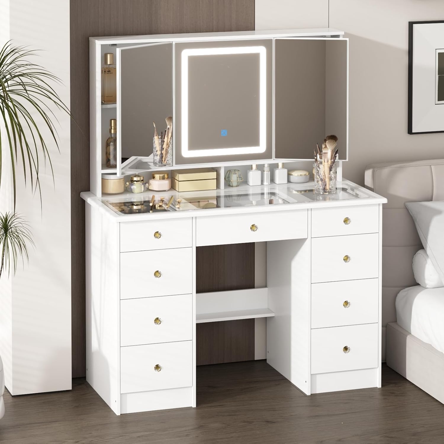 Dressing Table Vanity With Lighted Mirror - Kaptafel met spiegel en verlichting, grote