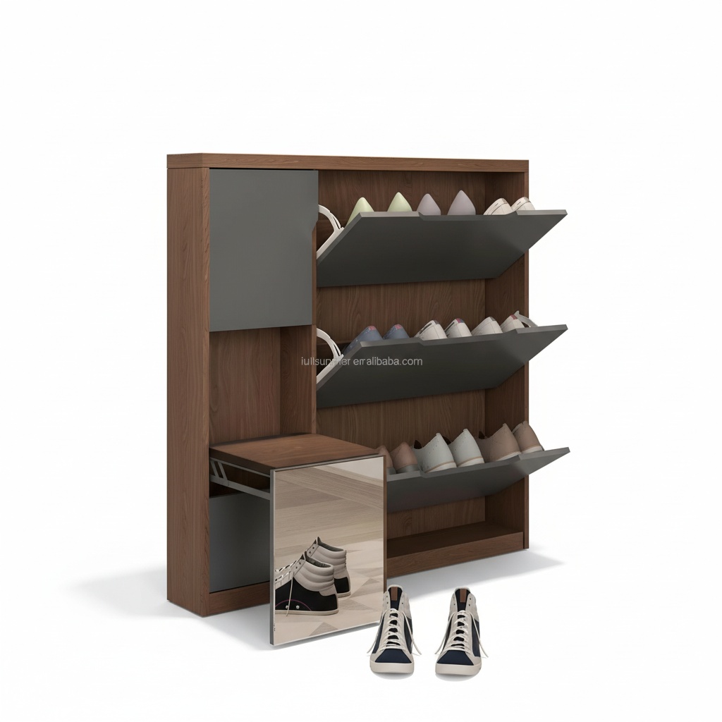 Shoe Rack Cabinet Narrow Entryway - Smalle schoenenkast, 17cm/6.7 inch houten schoenenrek