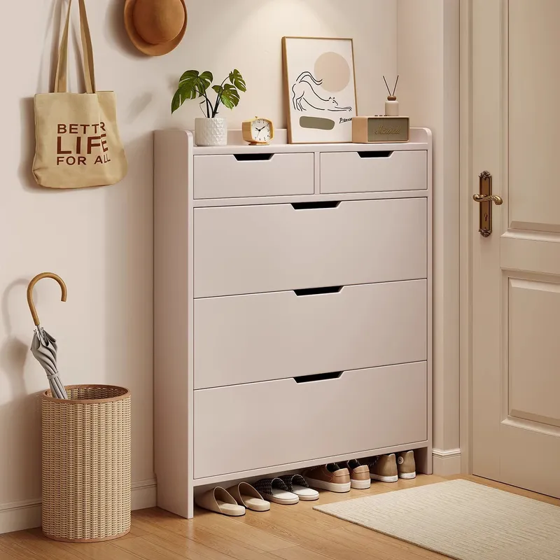 Shoe Rack Cabinet Narrow Entryway - Schoenenkast met massief houten kern, 17