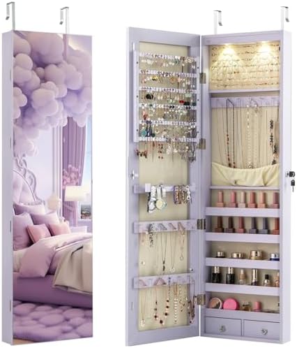 Full Length Mirror Jewelry Armoire - Aan de muur of aan de