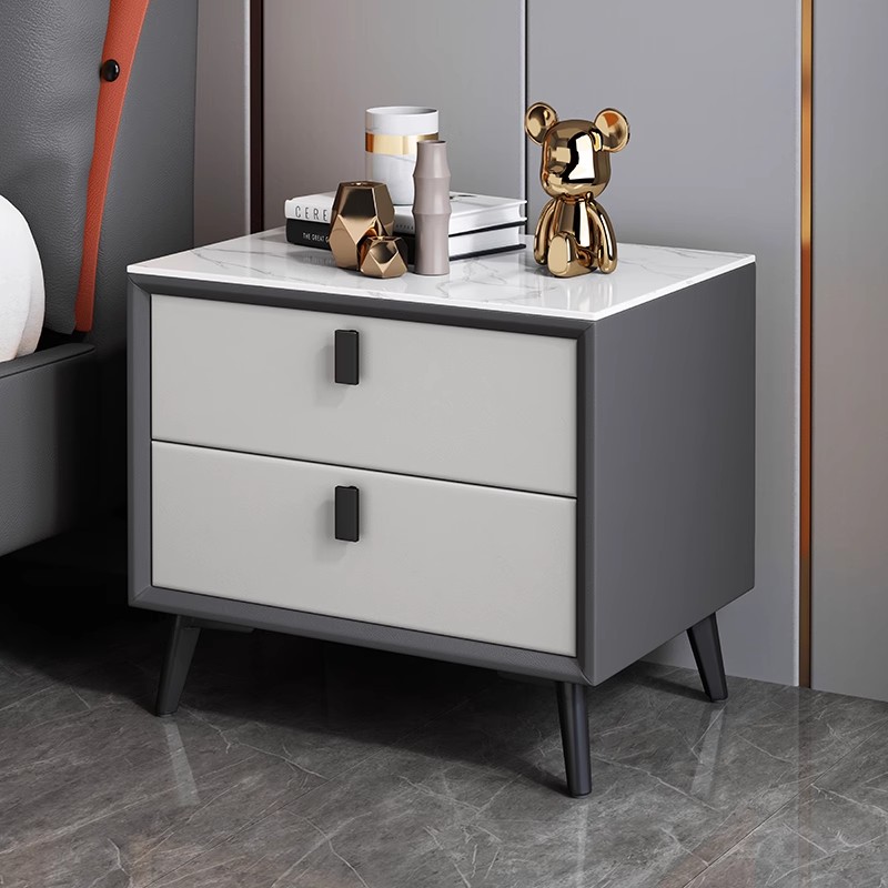 Solid Wood Nightstand 2 Drawers - Scandinavische stijl massief houten nachtkastje met