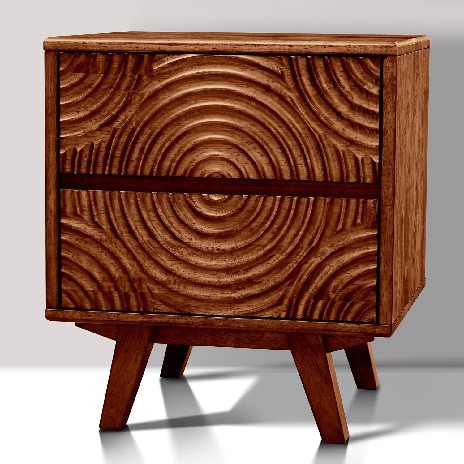 Solid Wood Nightstand 2 Drawers - Acacia massief houten nachtkastje met 2