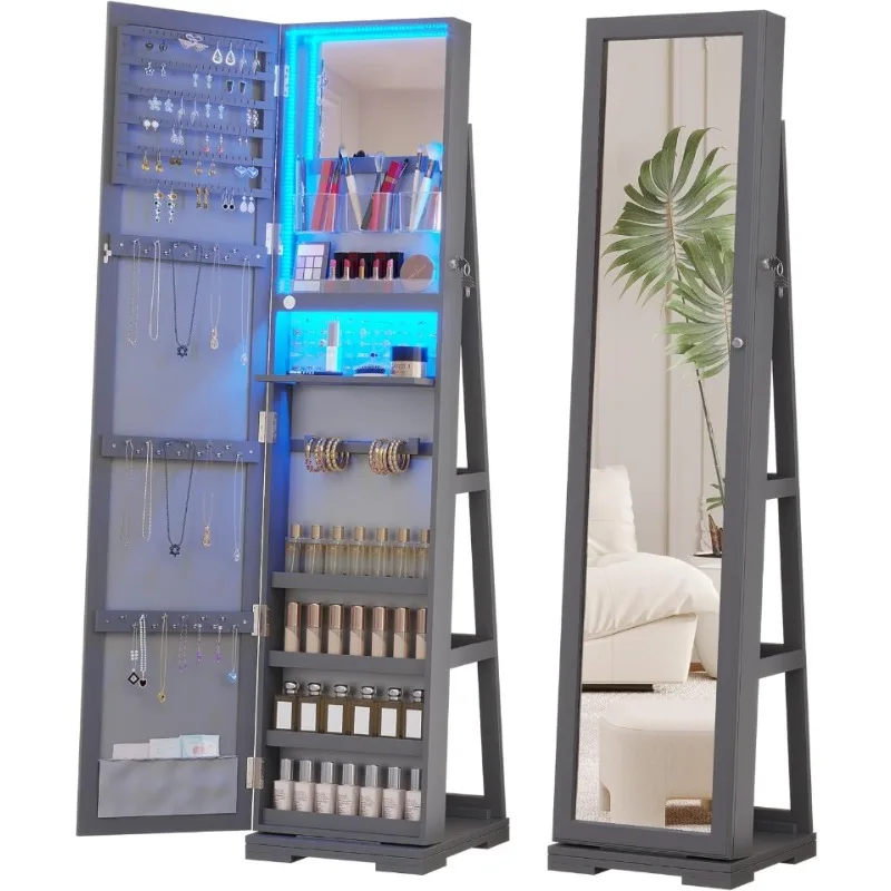 Full Length Mirror Jewelry Armoire - LED-sieradenkast met spiegel over de volledige