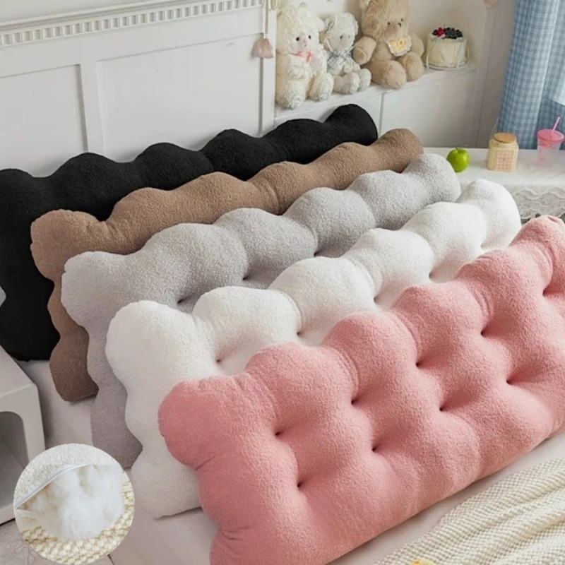 Headboard Cushion Backrest Tatami - 90x50x15cm Teddy Fleece Hoofdbordkussen Wolkvormig Bed