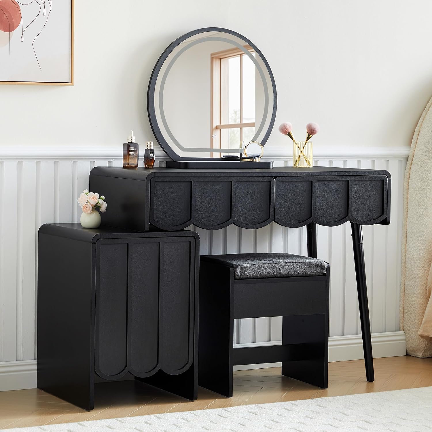 Dressing Table Vanity With Lighted Mirror - Kaptafel met spiegel en verlichting, moderne