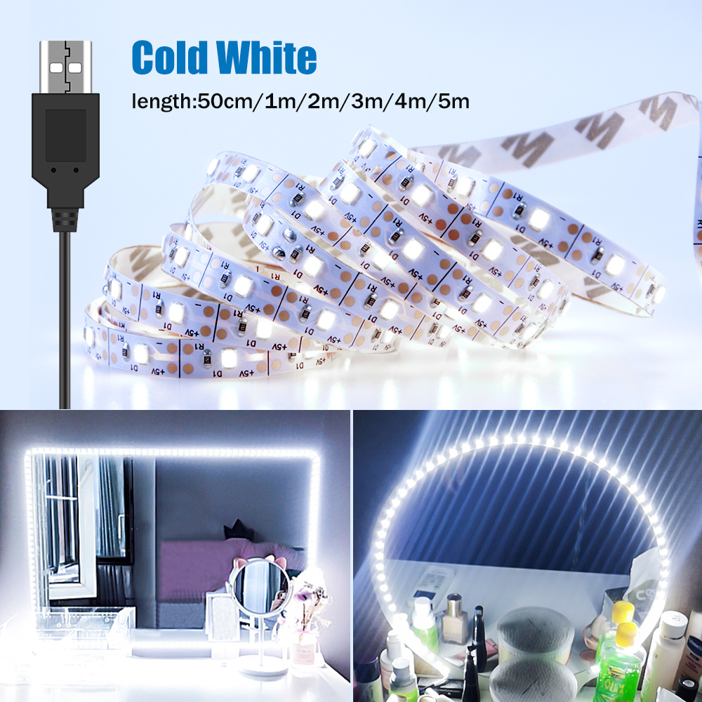 Dressing Table Vanity With Lighted Mirror - DC5V LED Make-upspiegel Lichtstrip USB Kaptafellamp