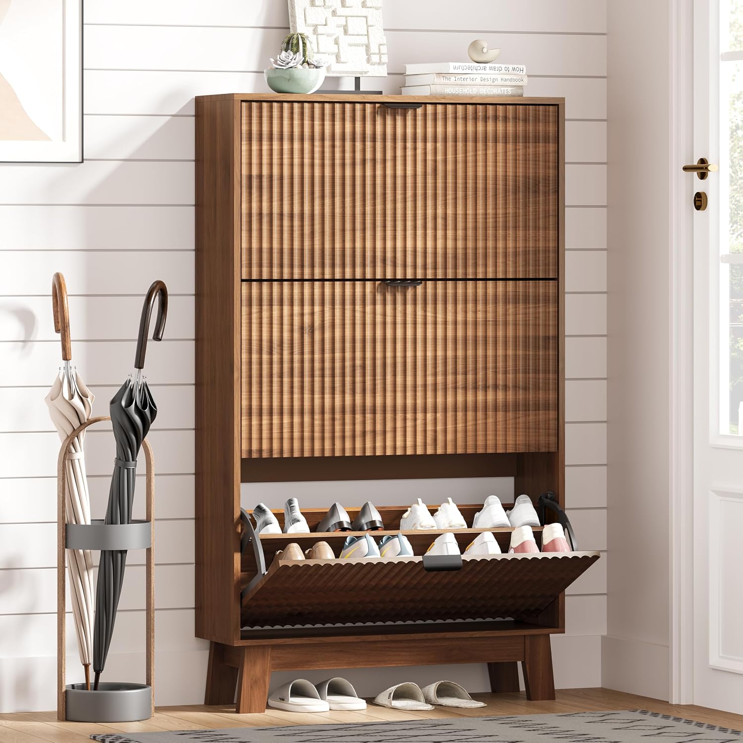Shoe Rack Cabinet Narrow Entryway - Schoenenkast voor de entree met 3