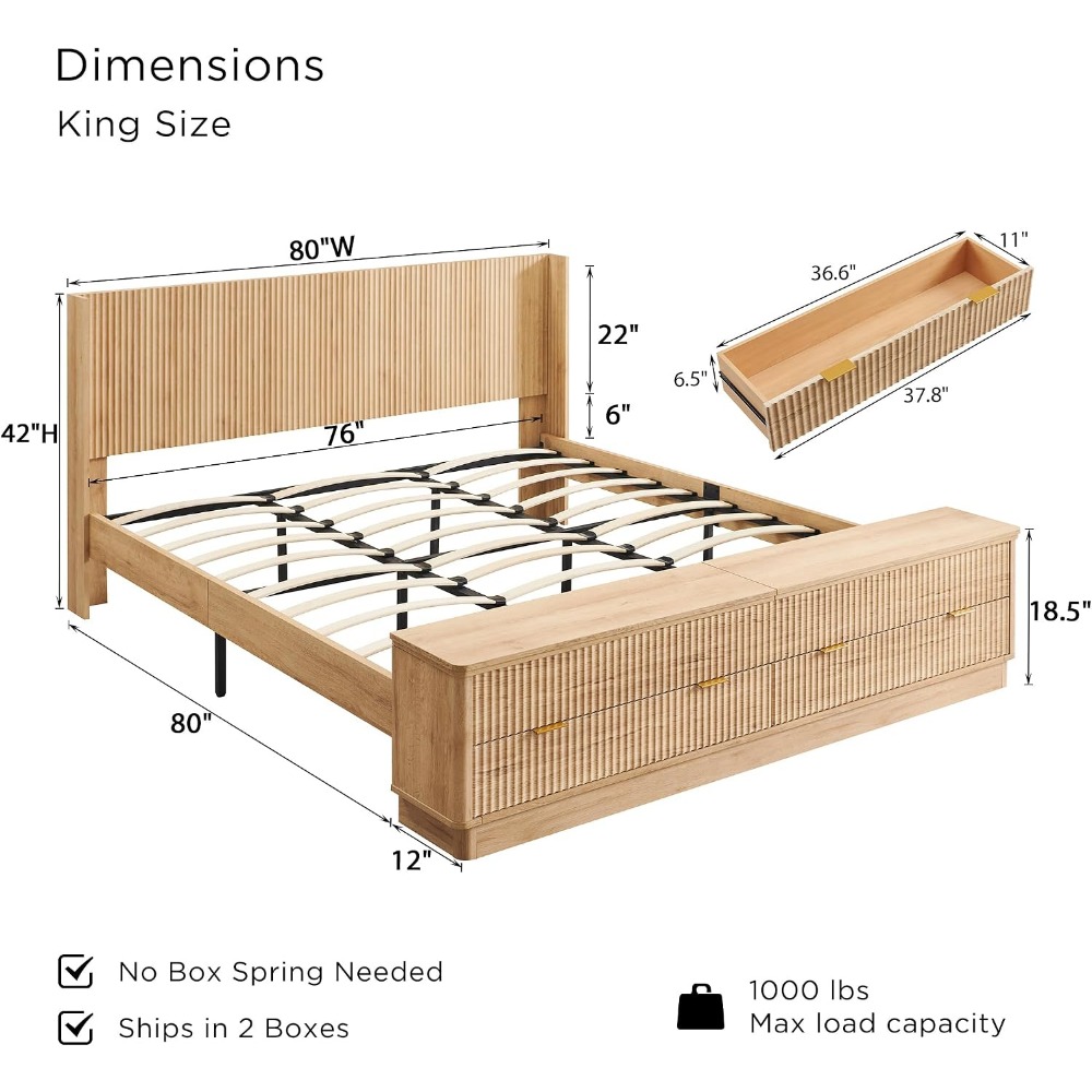 Kingsize bedframe met opbergba - King Size Bed Frame With Storage Drawers recensie en prijs