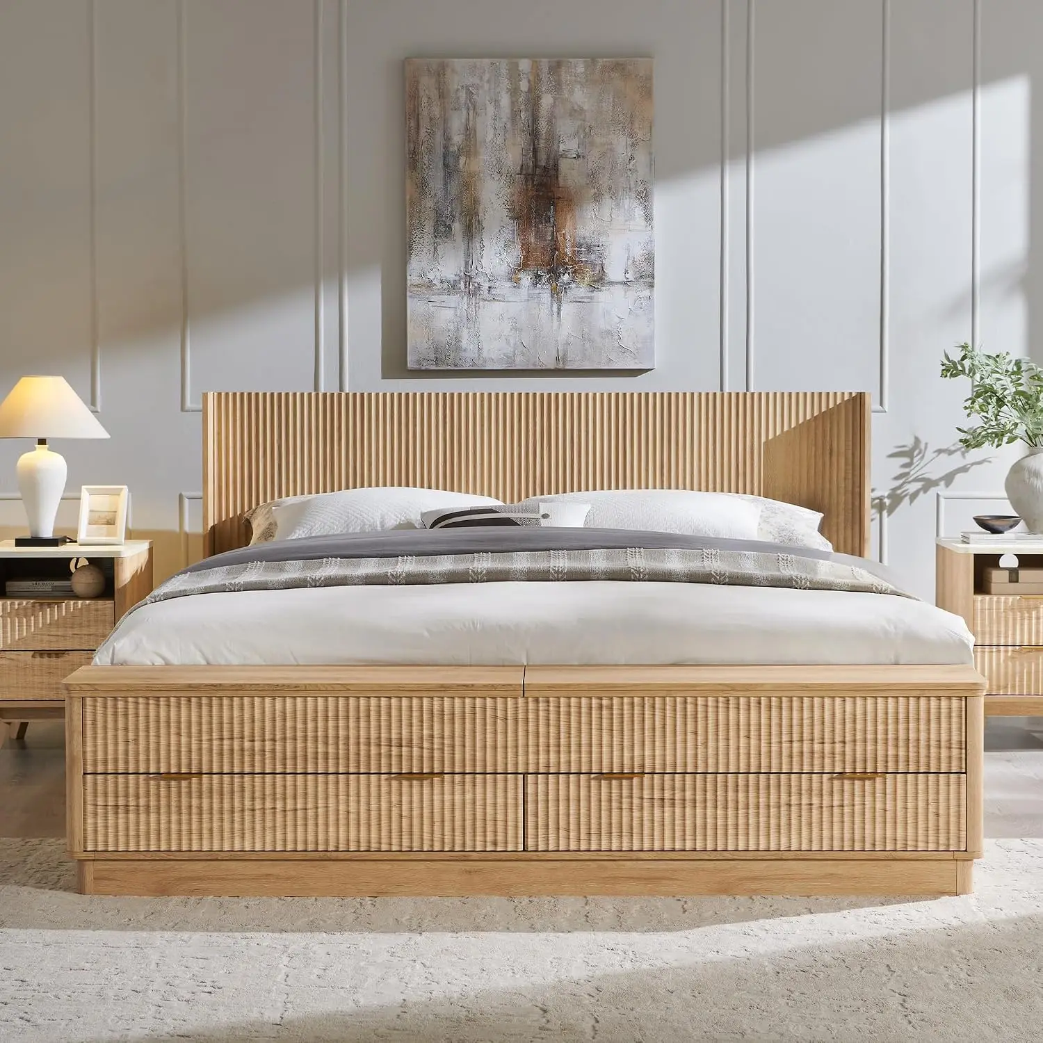 Gecanneleerd kingsize bedframe - King Size Bed Frame With Storage Drawers recensie en prijs