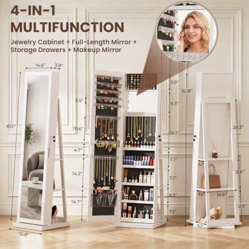 4-in-1 Sieradenkast Sieradenka - Full Length Mirror Jewelry Armoire recensie en prijs