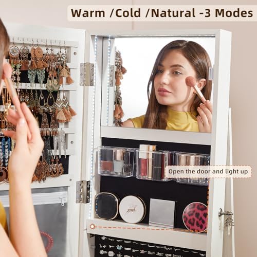 Gegroefd 360 °   Draaibare sie - Full Length Mirror Jewelry Armoire recensie en prijs