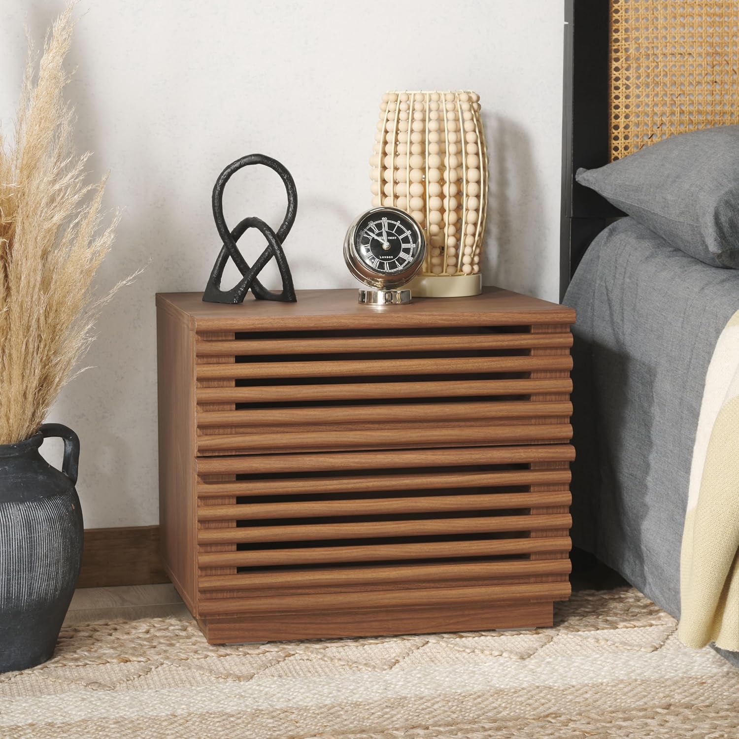 Averi donker walnoothouten nac - Solid Wood Nightstand 2 Drawers recensie en prijs