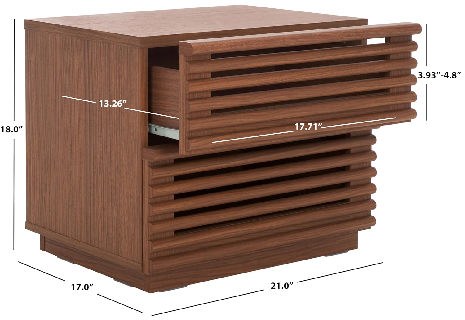 Averi donker walnoothouten nac - Solid Wood Nightstand 2 Drawers recensie en prijs