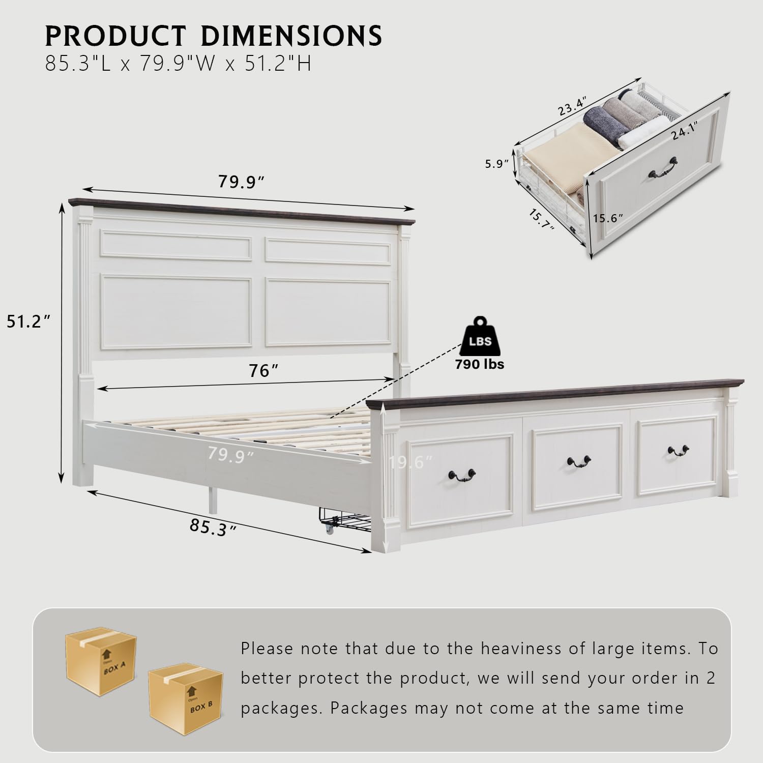 Boerderijstijl Kingsize Bedfra - King Size Bed Frame With Storage Drawers recensie en prijs