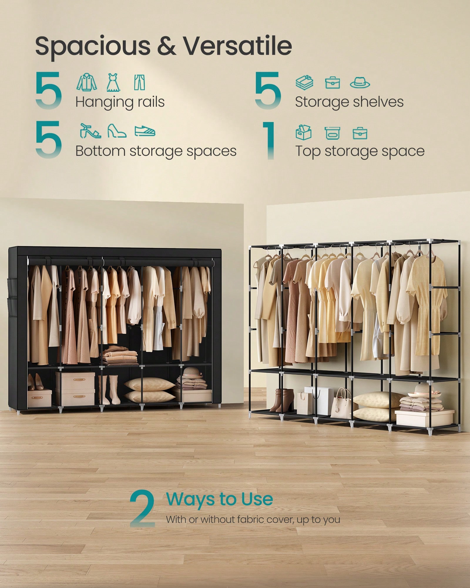 83 inch extra grote draagbare  - Wardrobe Closet Portable Fabric Cover recensie en prijs