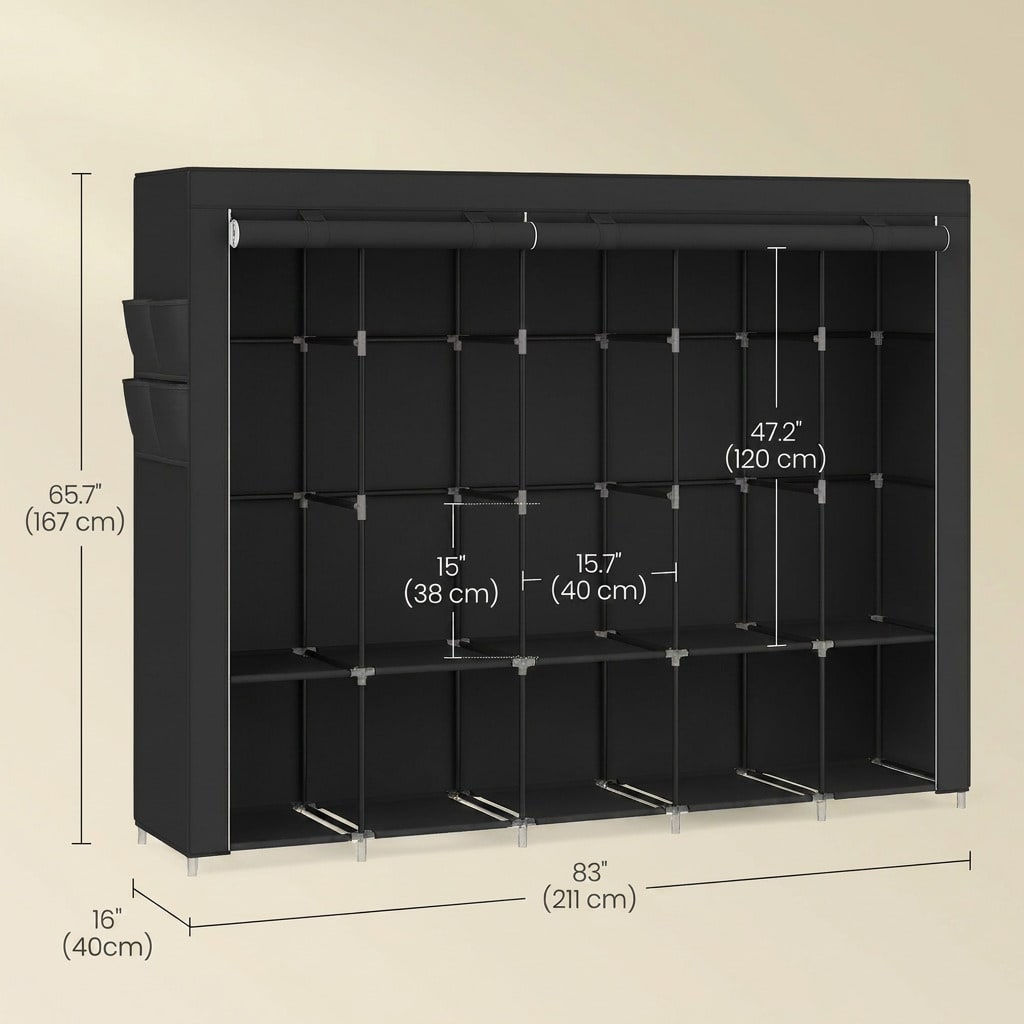 83 inch extra grote draagbare  - Wardrobe Closet Portable Fabric Cover recensie en prijs