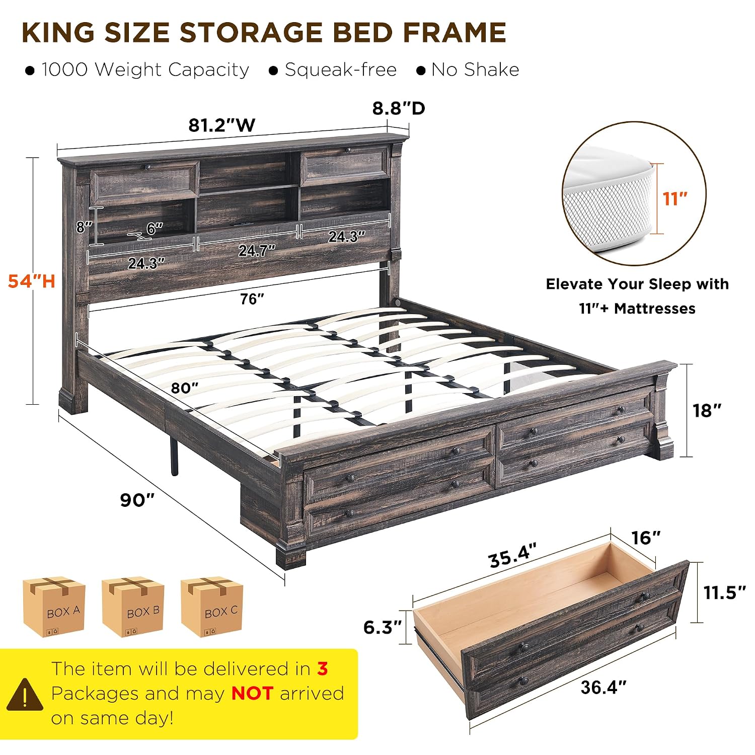 Kingsize bedframe, 54