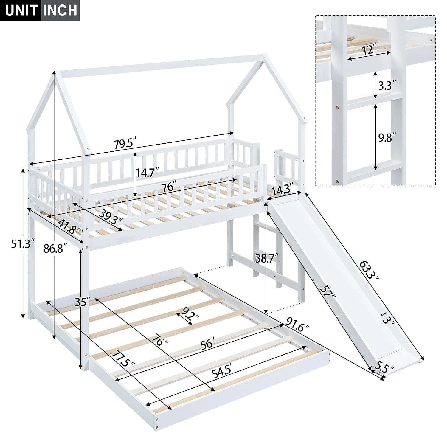 Huisvormig stapelbed met trap  - Bunk Bed With Stairs And Slide recensie en prijs