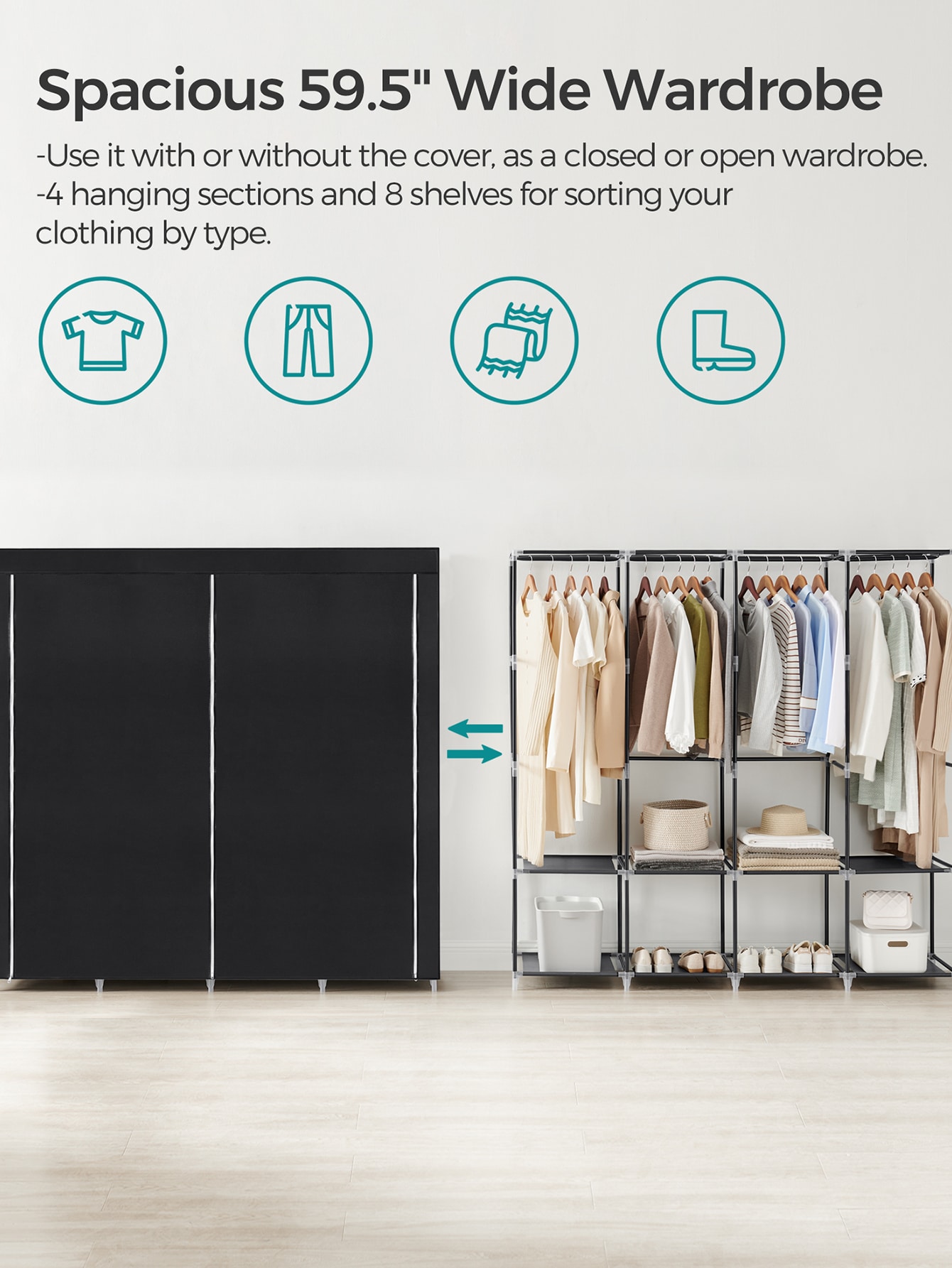 Draagbare kledingkast, kleding - Wardrobe Closet Portable Fabric Cover recensie en prijs