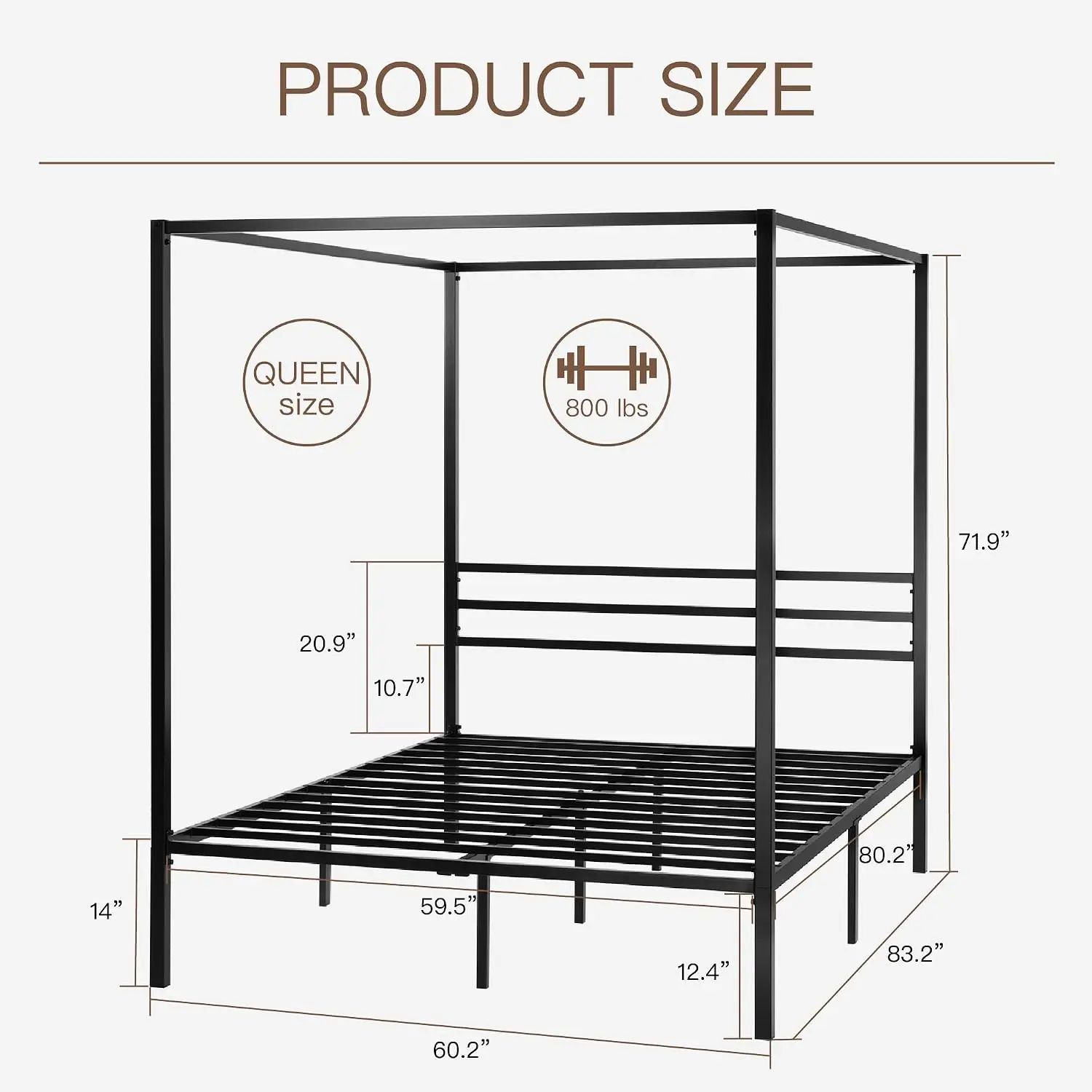 Queensize metalen hemelbedfram - Canopy Bed Frame Metal Queen recensie en prijs