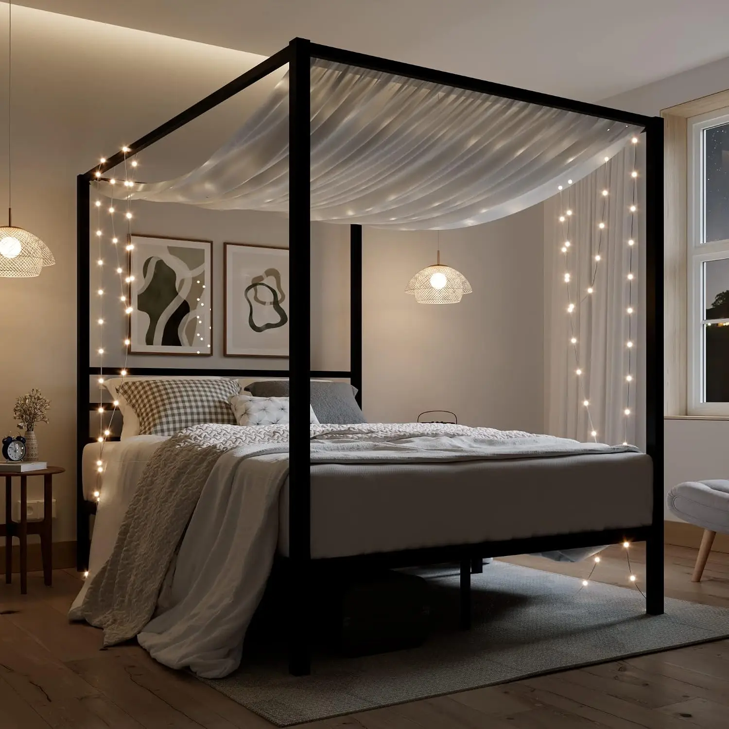 Queensize metalen hemelbedfram - Canopy Bed Frame Metal Queen recensie en prijs