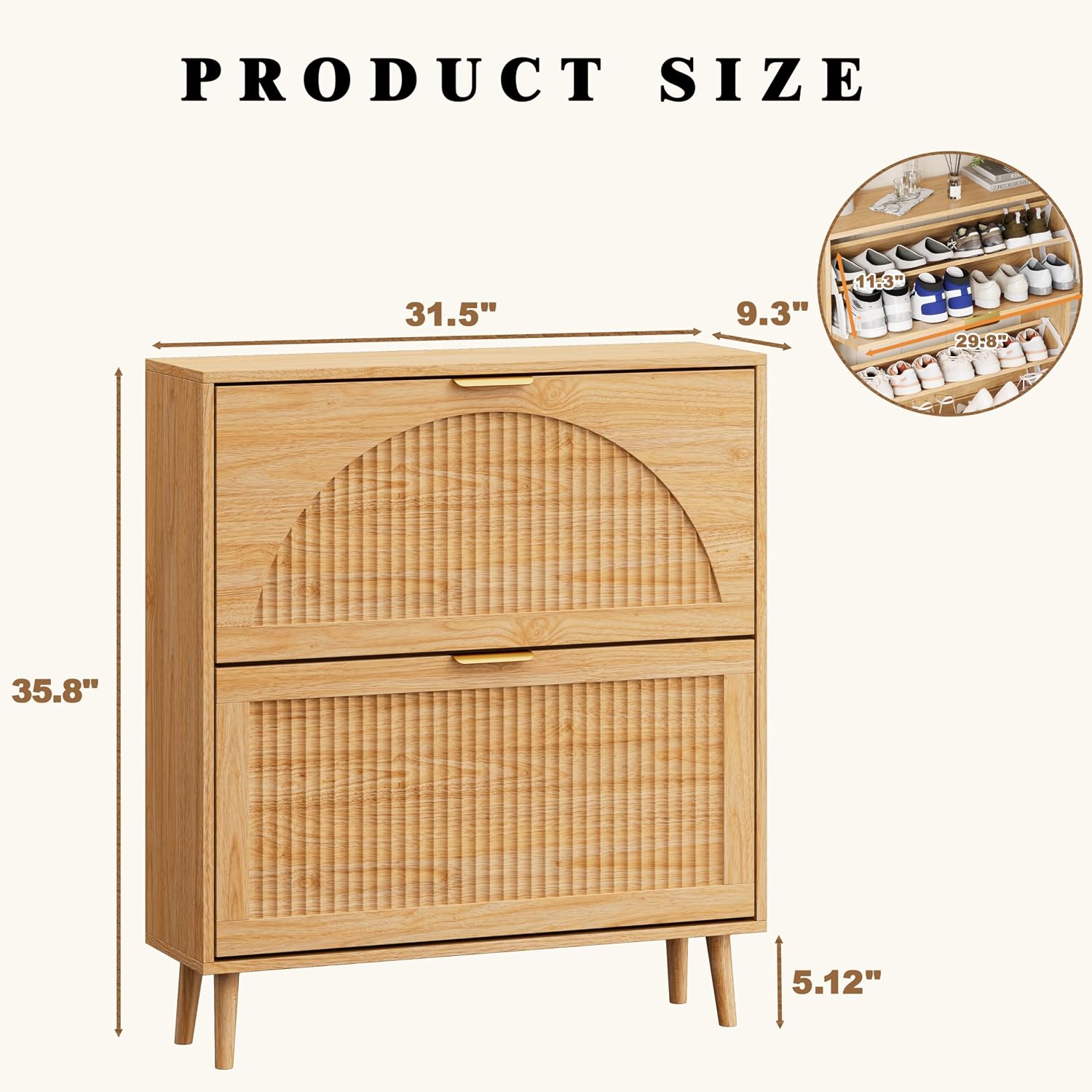 Houten schoenenkast met 2 opkl - Shoe Rack Cabinet Narrow Entryway recensie en prijs