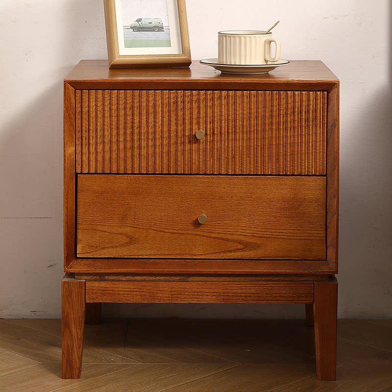 Retro nachtkastjes van massief - Solid Wood Nightstand 2 Drawers recensie en prijs