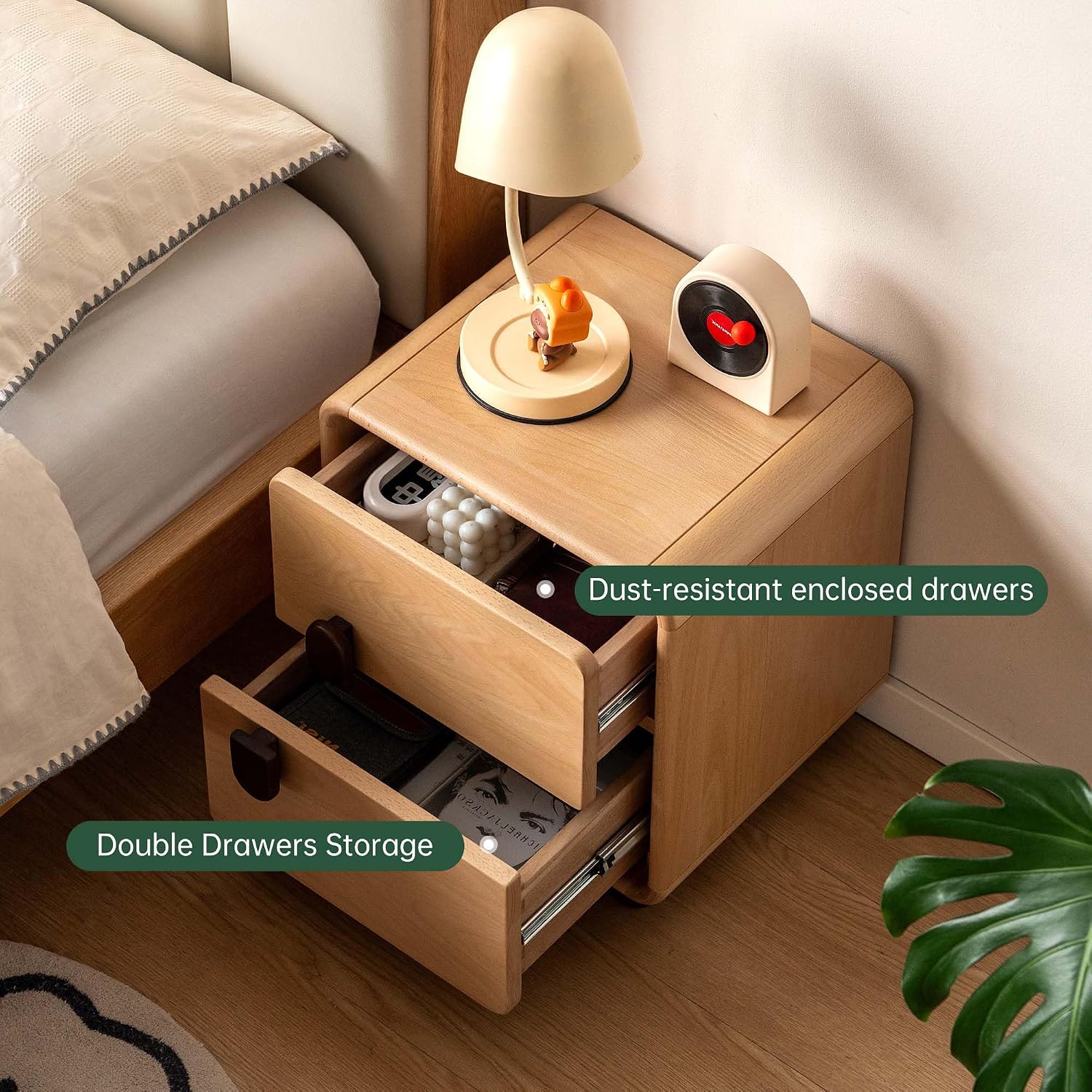 Nachtkastje van massief hout m - Solid Wood Nightstand 2 Drawers recensie en prijs