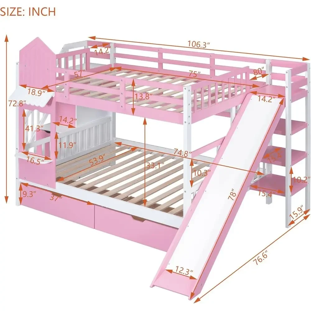 Kinderstapelbed met trap, glij - Bunk Bed With Stairs And Slide recensie en prijs