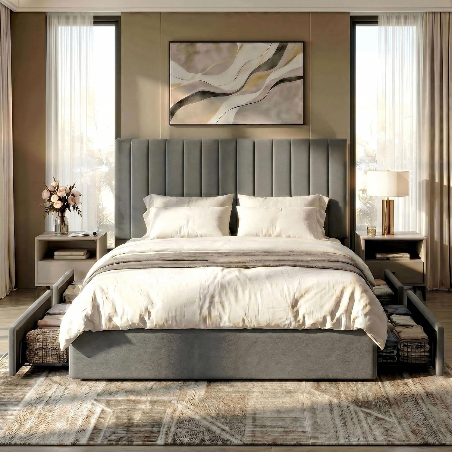 Platformbedframe in kingsize,  - King Size Bed Frame With Storage Drawers recensie en prijs