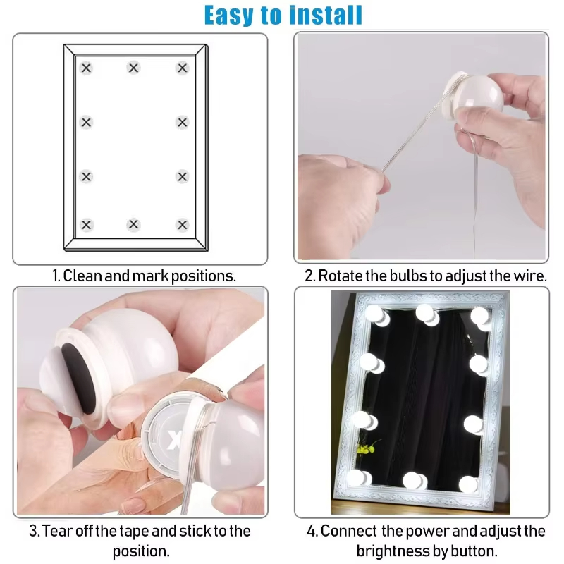 10 LED-spiegellampjes set, dim - Dressing Table Vanity With Lighted Mirror recensie en prijs