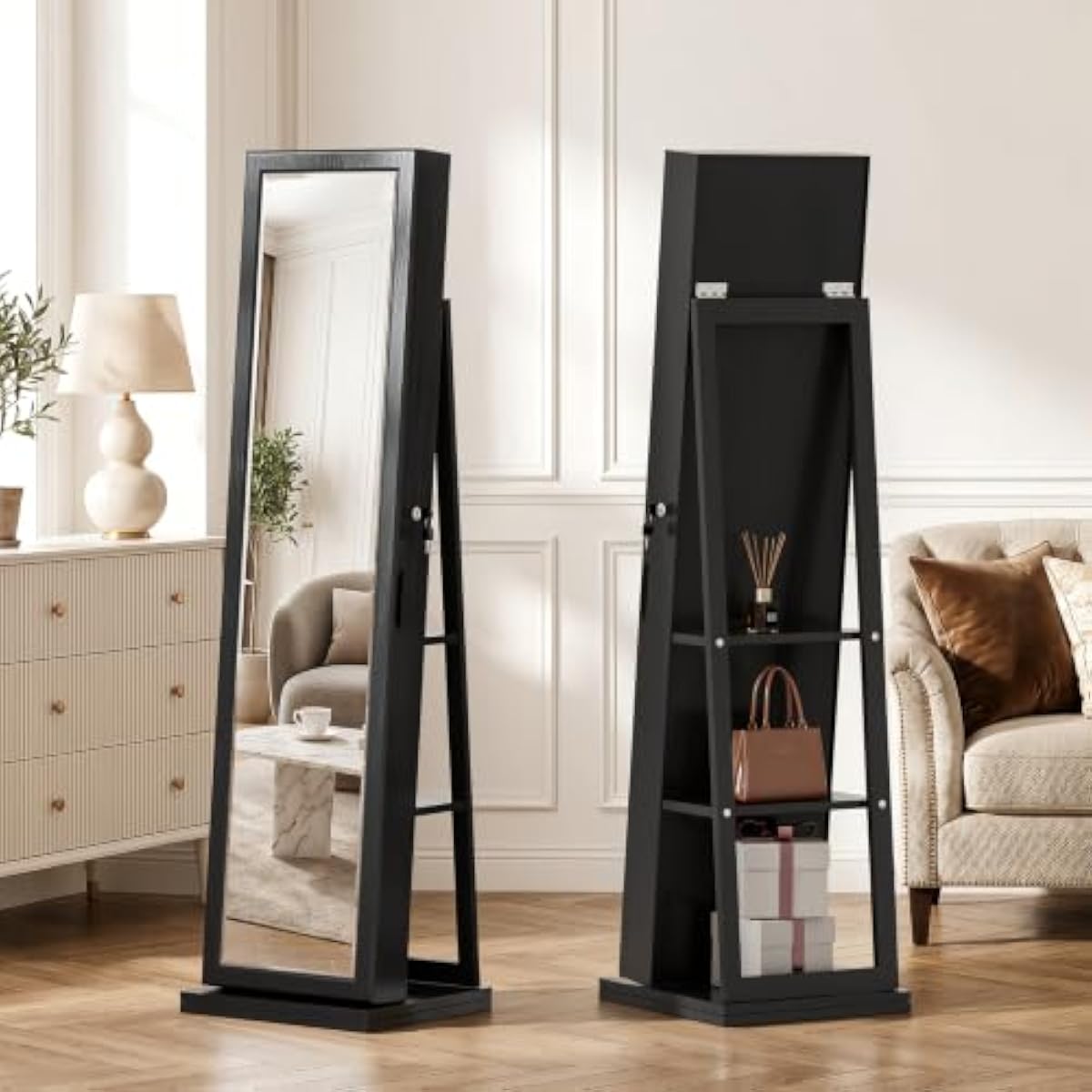 Elegante zwarte staande sierad - Full Length Mirror Jewelry Armoire recensie en prijs
