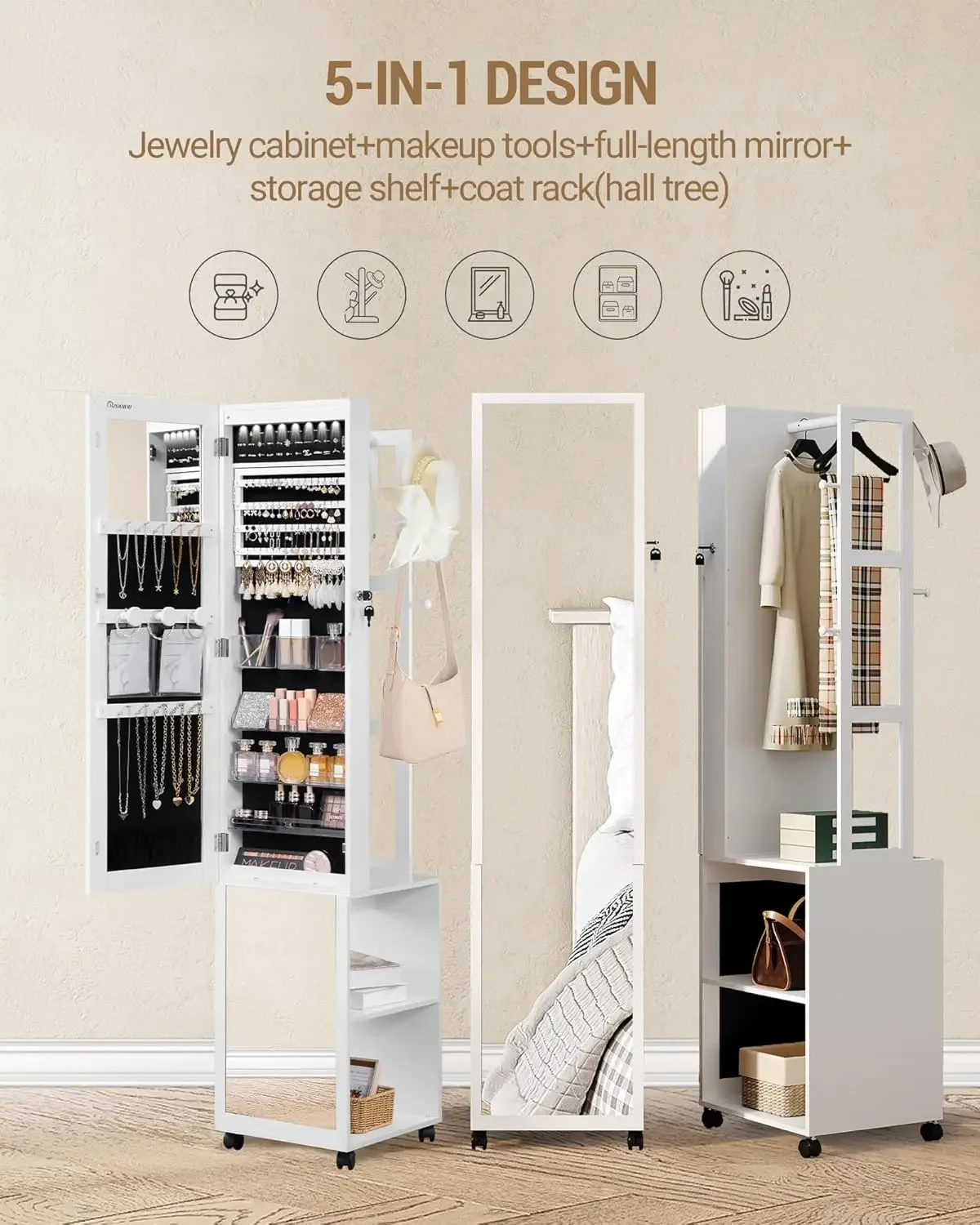8 LED's sieradenkast, 66,9-inc - Full Length Mirror Jewelry Armoire recensie en prijs
