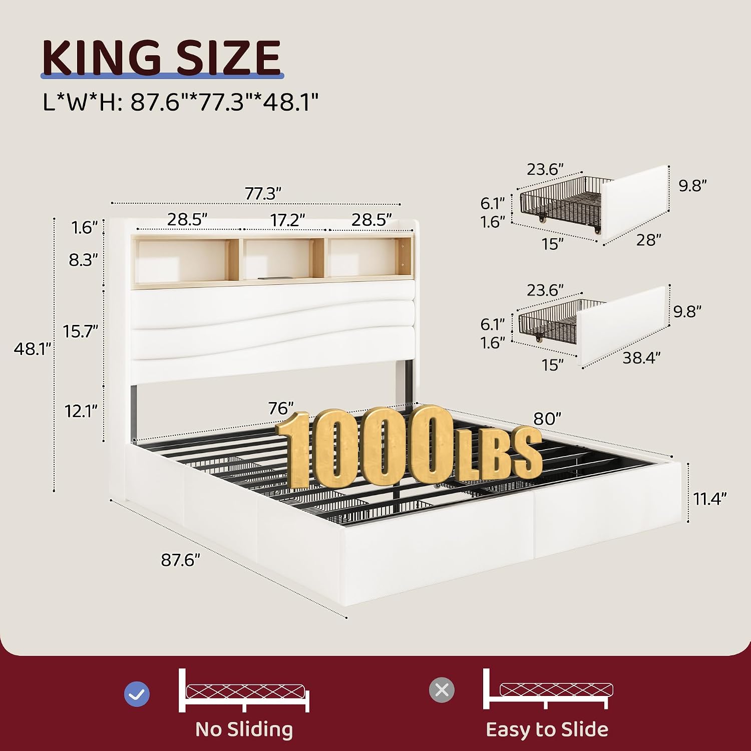 Kingsize bedframe met 6 opberg - King Size Bed Frame With Storage Drawers recensie en prijs
