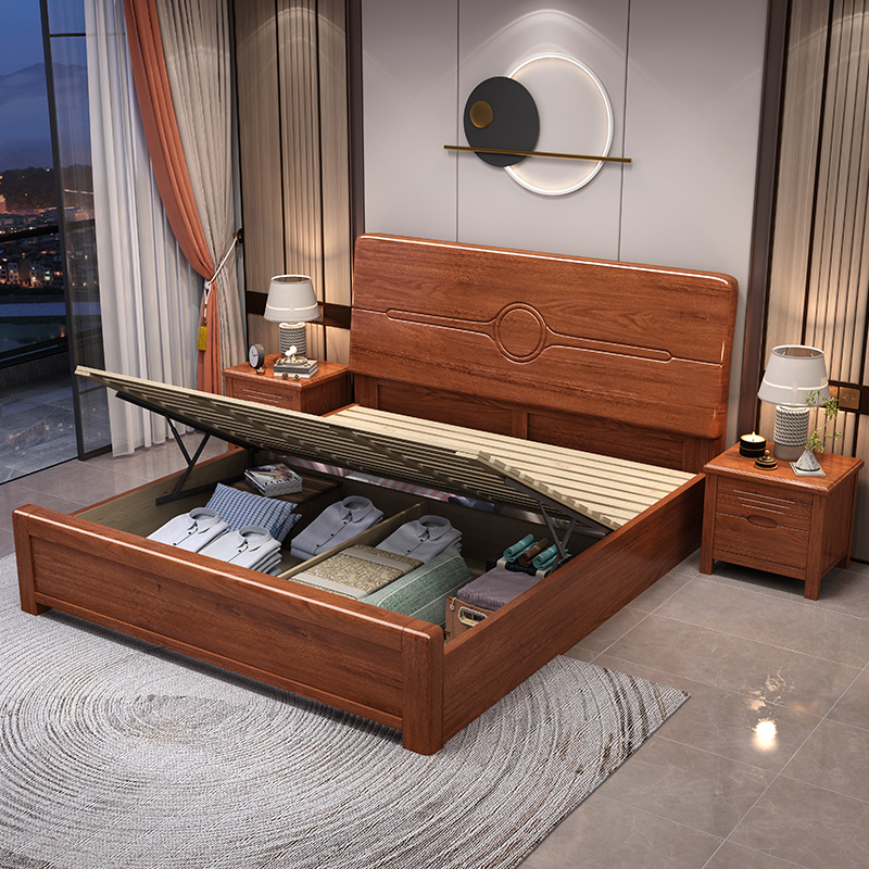 @￥Walnoot massief houten bed E - Gas Lift Storage Bed Hydraulic recensie en prijs