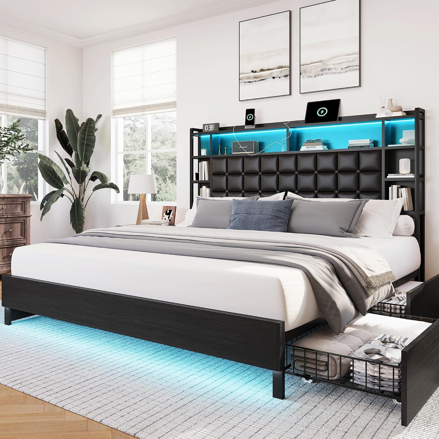 Houten kingsize bedframe met o - King Size Bed Frame With Storage Drawers recensie en prijs