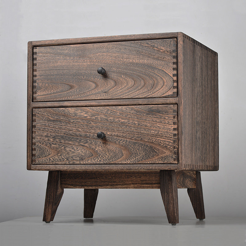 Retro massief houten slaapkame - Solid Wood Nightstand 2 Drawers recensie en prijs